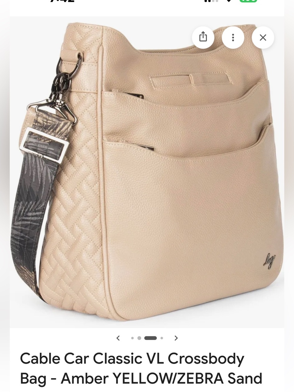 Lug Cable Car VI Vegan Leather Crossbody Bag purse tote travel Sand Taupe tan